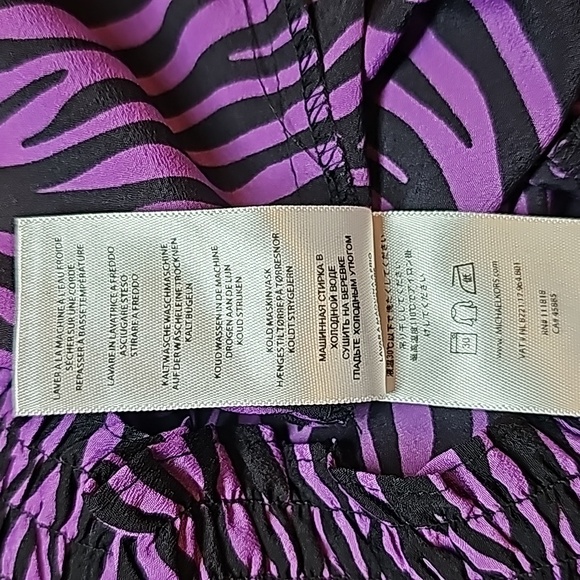 NEW MICHAEL MICHAEL KORS FLAWED PURPLE ZEBRA PRINT 3/4 SLEEVE BANDED TOP BLOUSE - Picture 14 of 14